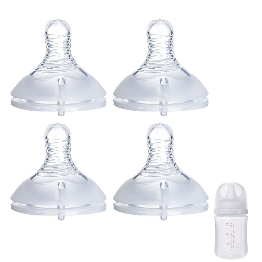 4Pack Replacement Silicone Nipple Compatible with Pigeon PP Nursing Bottle, Soft Spout Replacement for Pigeon, Easy Transition from Bottle to Cup, No Spill (M, Medium Flow)