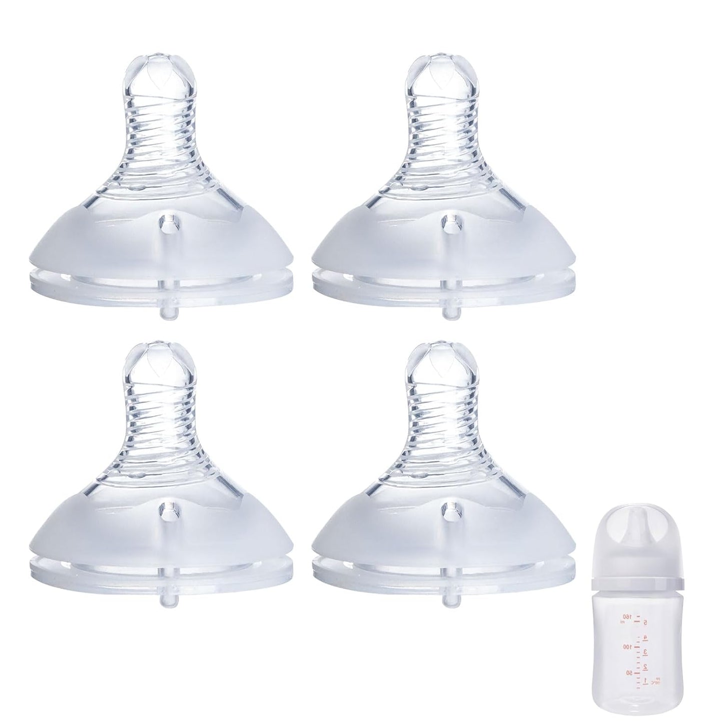4Pack Replacement Silicone Nipple Compatible with Pigeon PP Nursing Bottle, Soft Spout Replacement for Pigeon, Easy Transition from Bottle to Cup, No Spill (SS, Newborn Flow)