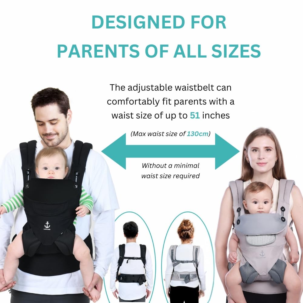 All-Season Ergonomic Baby Carrier, Breathable Baby Carrier Newborn to Toddler (8-33lbs), Toddler Carrier, Infant Carrier with Temperature Control Panel Design (Misty Grey)