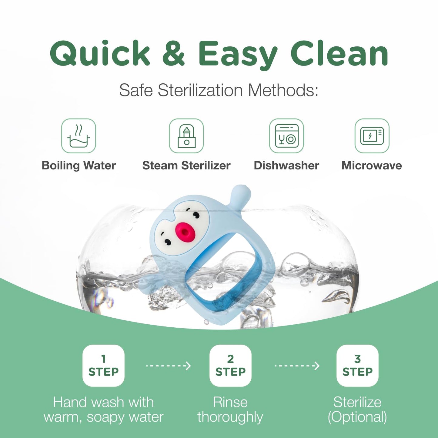 Teething Toy for Infants & Babies, Teethers for Babies 3-6 Months, Baby Teethers 0-6 Months, Teething Toys 6-12 Months, TotCo Never-Drop Baby Teething Toy, Blue