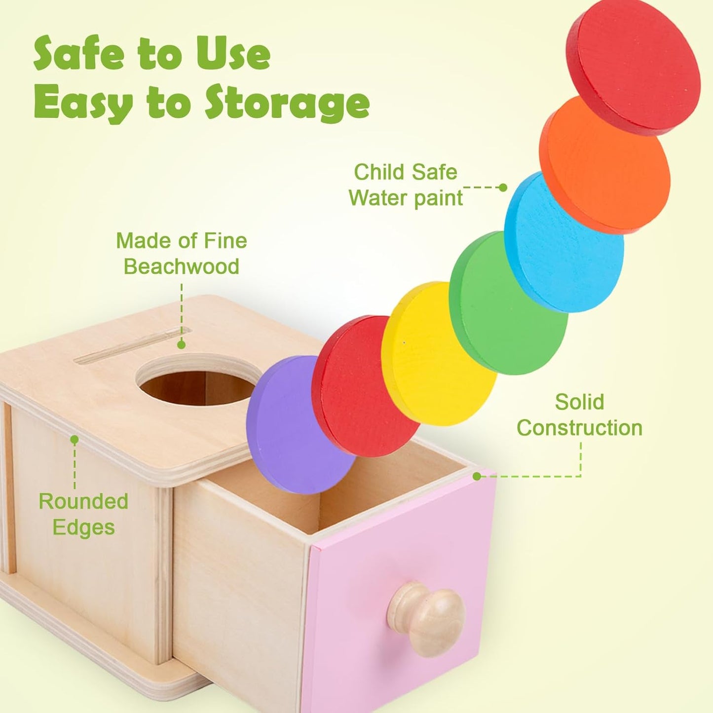 Adena Montessori Infant Toddlers Coin Box Montessori Toys for 6-12 Months Babies 1 Year 2 Year Old (2 in 1,Coin&Ball, Pink Door)
