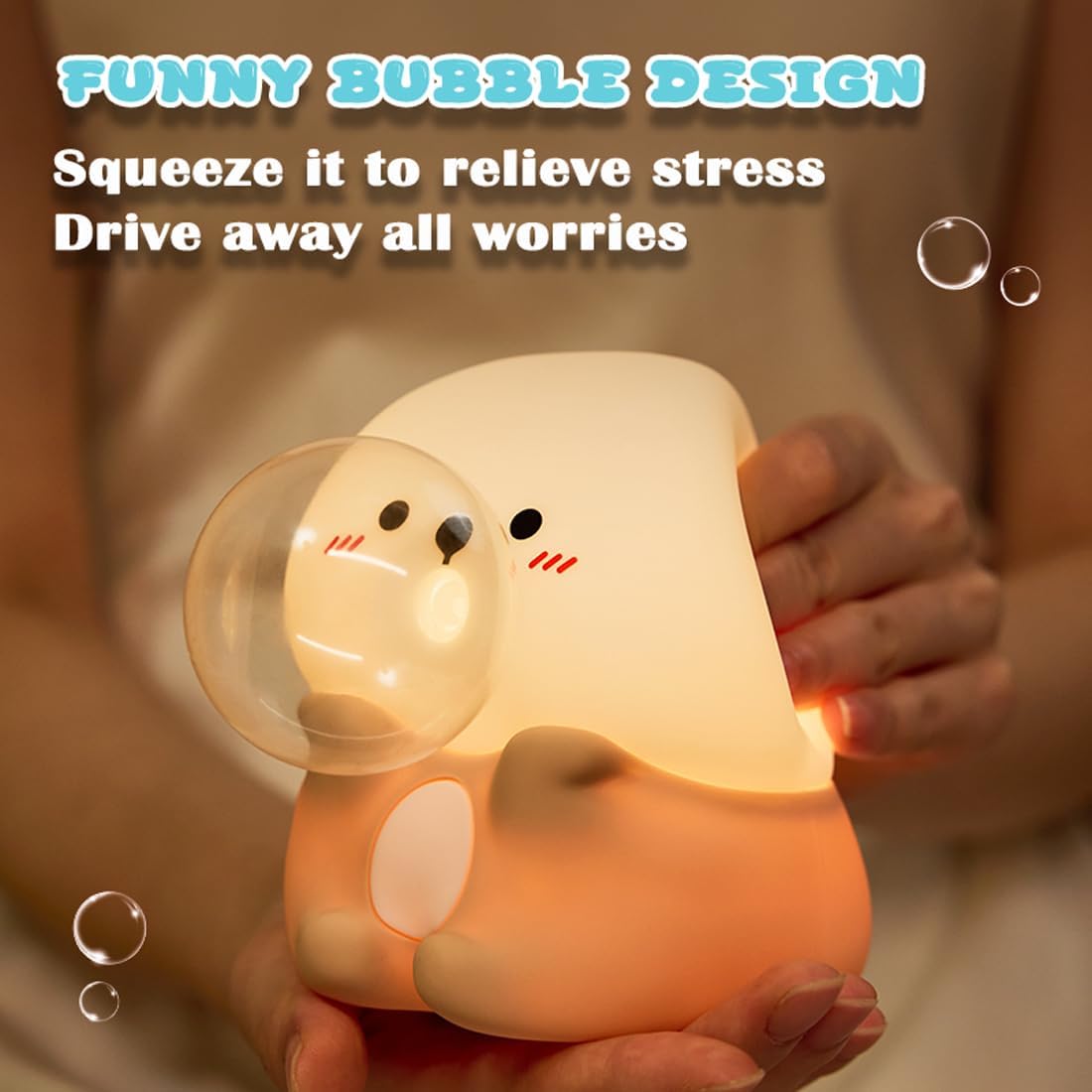 Sea Otter Night Light, Cute Otter Gifts, Soft Silicone Lamp with 3 Level Warm Light and RGB Changing, Breastfeeding Nursery Portable Kawaii Bedside Lamp for Baby, Toddler, Boys and Girls