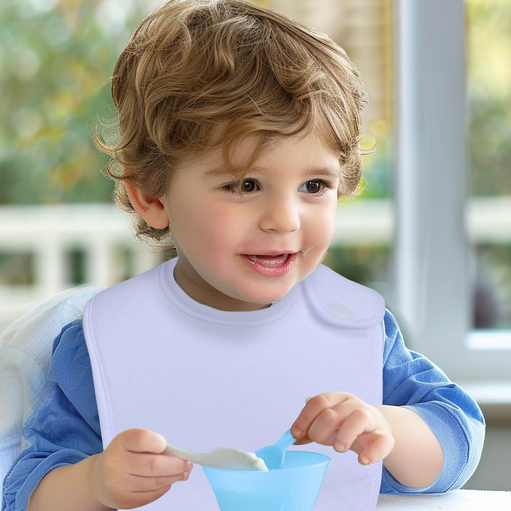 8 Pack Baby Bibs Unisex Adjustable with Snaps Ultra Soft Absorbent Drooling Teething for Boys and Girls