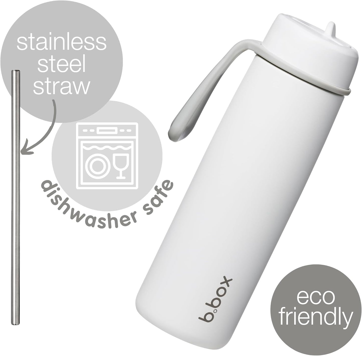 b.box Triple Insulated 23oz Water Bottle w/Stainless Steel Straw. 44 Hours Cold. Leak Proof Tumbler with Lid and Straw for Travel, Gym & School. BPA Free Sports Water Bottles.