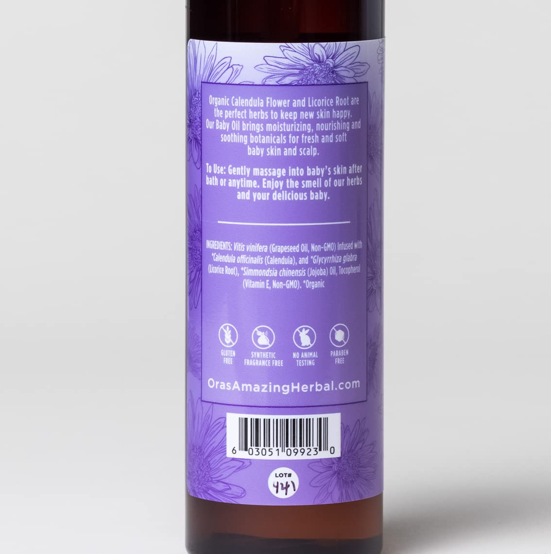 Ora's Amazing Herbal Travel Size Natural Baby Oil, Calendula Oil for Baby, Infant Massage, Cradle Cap, Hair Oil, Multipurpose Baby Oil, OAHerbal