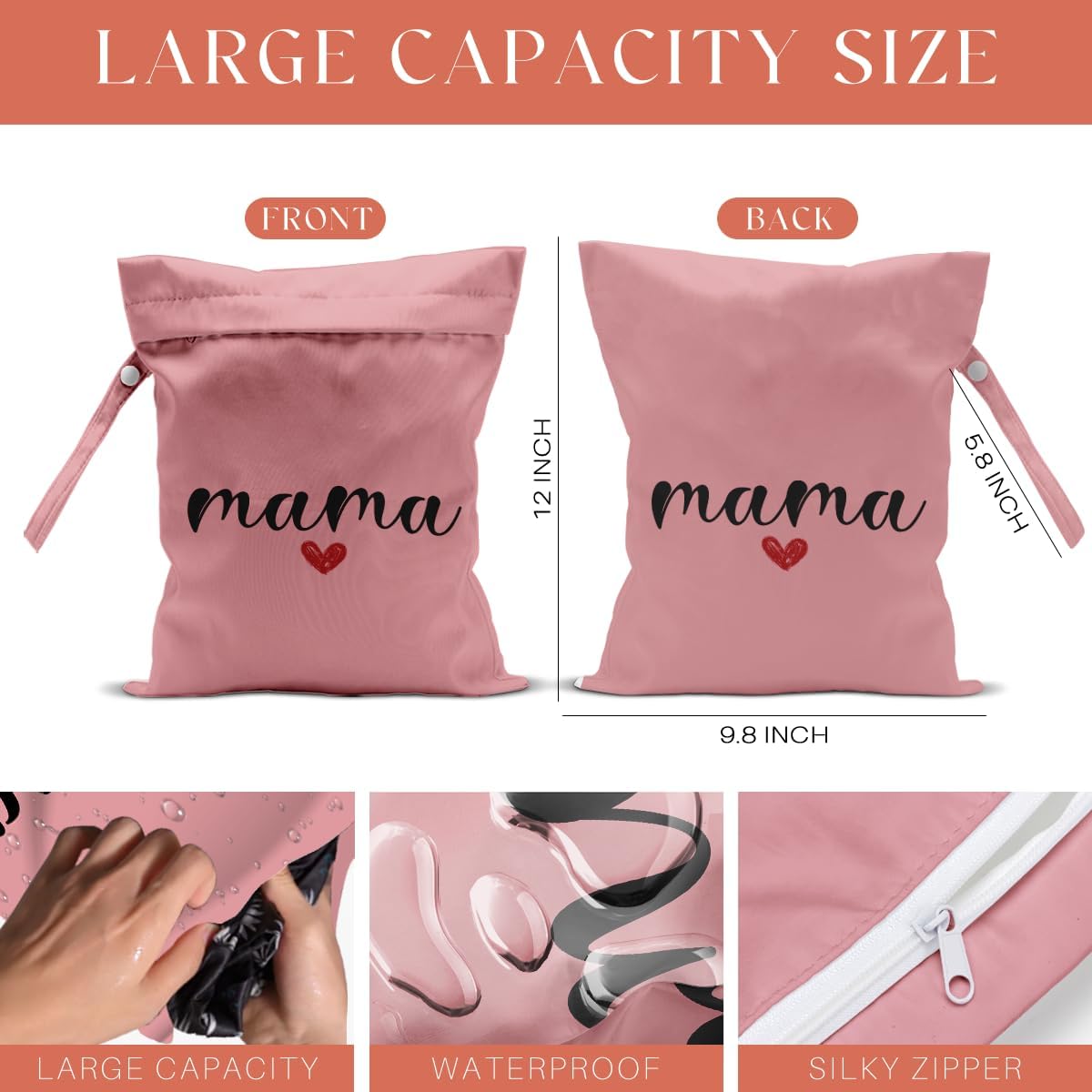 Gifts for New Mom, Mama New Mom Gifts 4 Pack Cute Wet Bag Waterproof Reusable Wet Dry Bag for Swimsuit Clothes Diaper Travel Beach Pool Yoga Toiletries Cruises Birthday Camping Postpartum Christmas