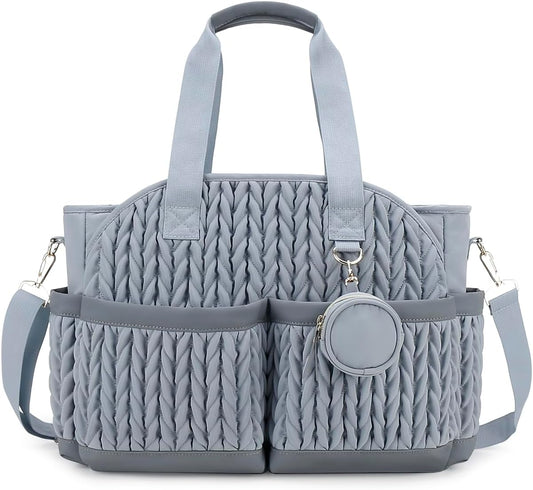 Lmbabter Diaper Tote Quilted Mommy Bag Function Maternity Baby Bag Diaper Changing Messenger with Shoulder Strap Wet Pocket