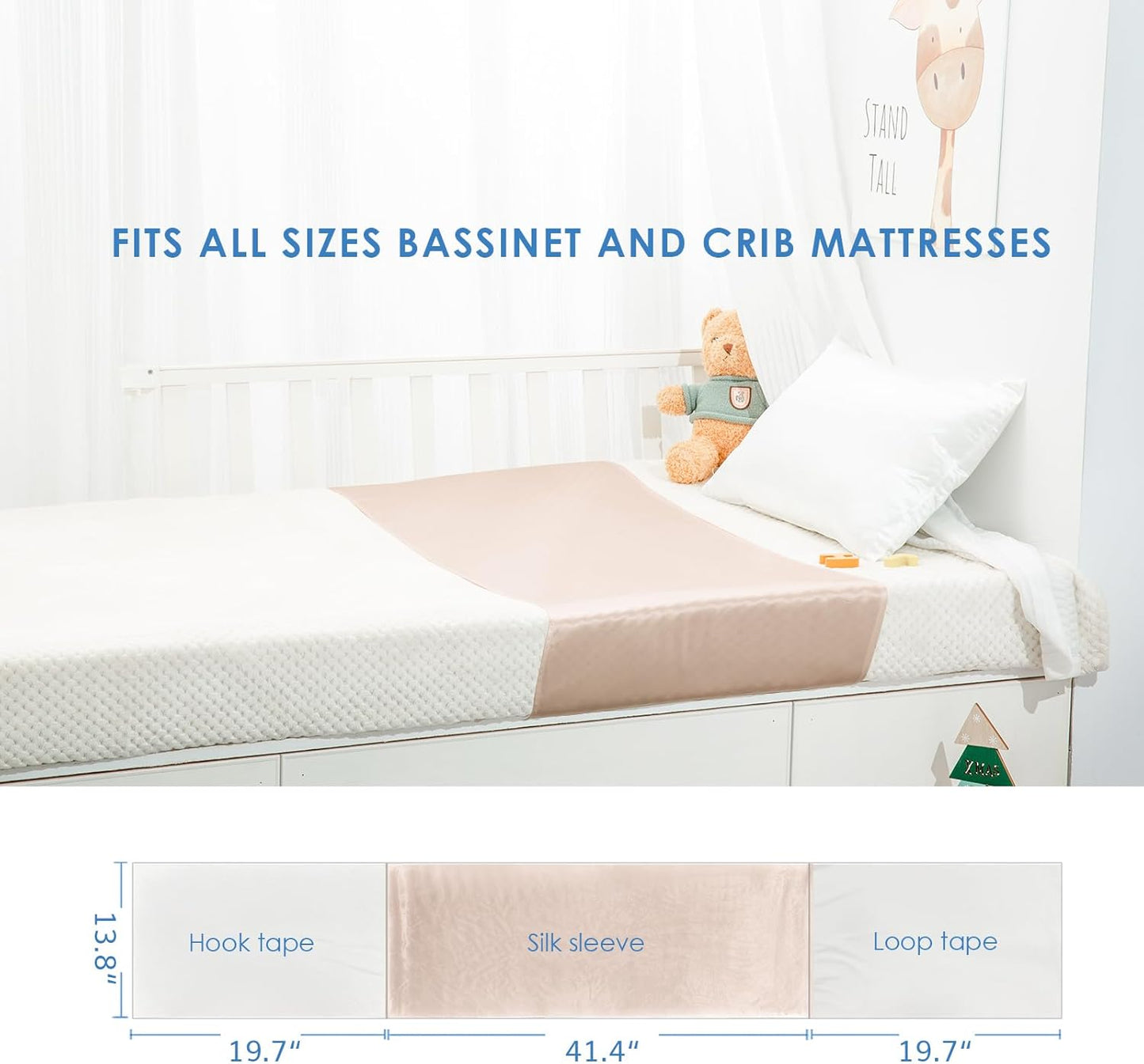 PROMEED 100% Mulberry Silk Crib Half Sleeve Sheet for Baby Hairloss and Bald Spot, Oeko-TEX Certified 23 Momme Silk Unicorn Toddler Crib Bedding Sheets for Baby Gilrs (Pink Unicorn)