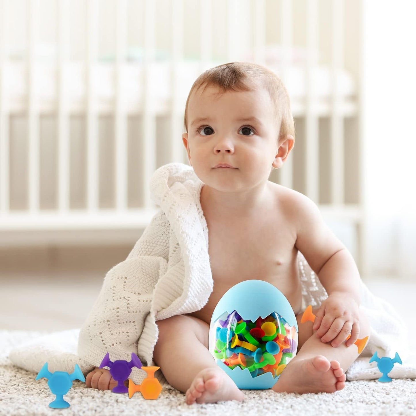 48 Pcs Bath Toys for Kids Ages 3+, Sensory Toys for Autistic Children, Travel Window Stem Learning Toys, Bathtub Toys with Dinosaur Eggshell Storage Christmas gifi for Kids