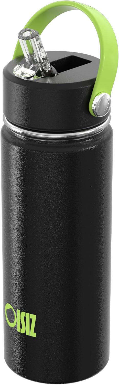 OISIZ 18oz Kids Water Bottle with Straw Lid, Vacuum Insulated Water Bottle 316 Stainless Steel Bottles for Kids for School, Leakproof Water cups, BPA Free and Keep Cold for 24 Hours,Easy to Clean