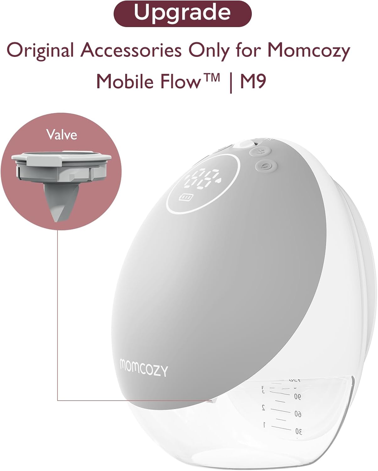 Momcozy Original Replacement Accessories for Upgraded Mobile Flow | Upgraded M9,Original Upgraded M9 Breastfeeding Parts,Valve，2 Pack