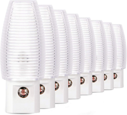Emotionlite 8 Pack Plug in Night Light, Warm White LED Nightlight, Dusk to Dawn Sensor, Kids, Nursery, Bedroom, Bathroom,Hallway, Stairs, Kitchen
