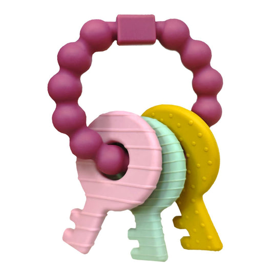 Baby Keys Toy, Teething Keys Toy for Toddlers 3-18 Months,Infants Sensory Silicone Chewable Keys Teether - Soothes Baby Gum Pain,BPA Free (Purple)
