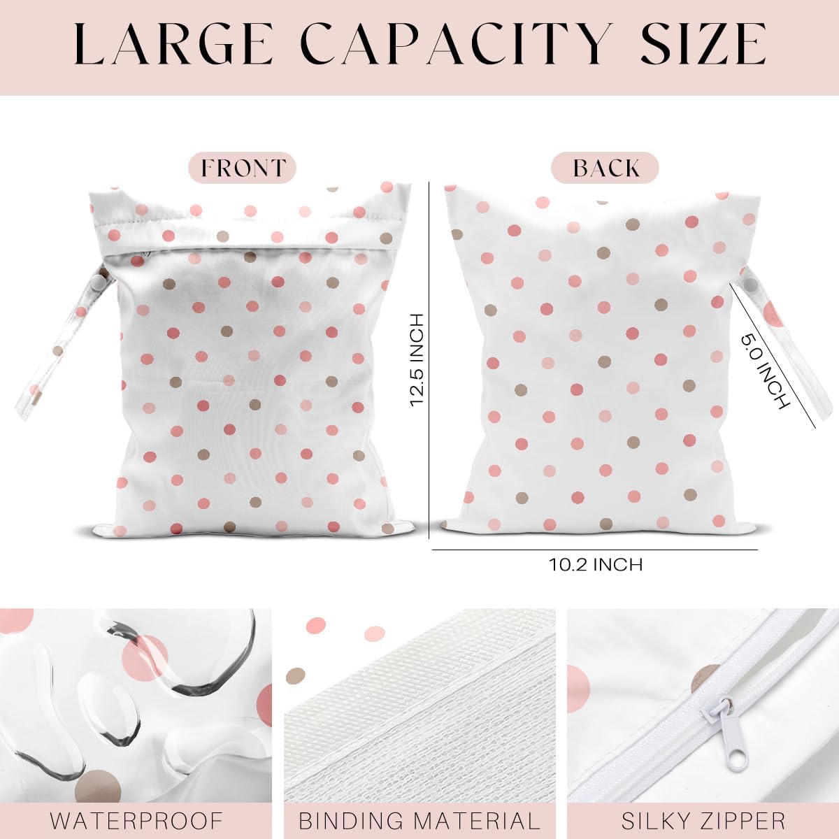 4 Pack Wet Bag for Swimsuit, Beach Travel Essentials Wet Dry Bag, for Sunscreen Toiletry Dirty Clothes Yoga Gym Diaper, Friend Summer Beach Vacation Gifts. Geometric dots