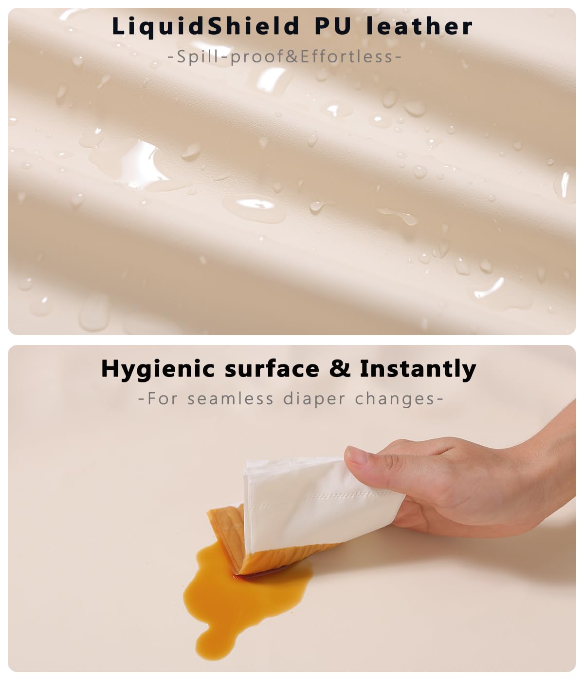 Vegan Leather Baby Changing Pad Covers for Girl, Boy, Waterproof & Wipeable Soft Diaper Changing Mat Cover.Fits Standard Changing Pads with Dimensions of 32" x 16". (Gray)