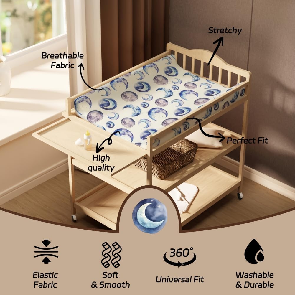 4 Pack Changing Pad Cover for Baby Boys Neutral Unisex Fitted Breathable Baby Changing Pad Sheets for Toddler Changing Table (Sky)