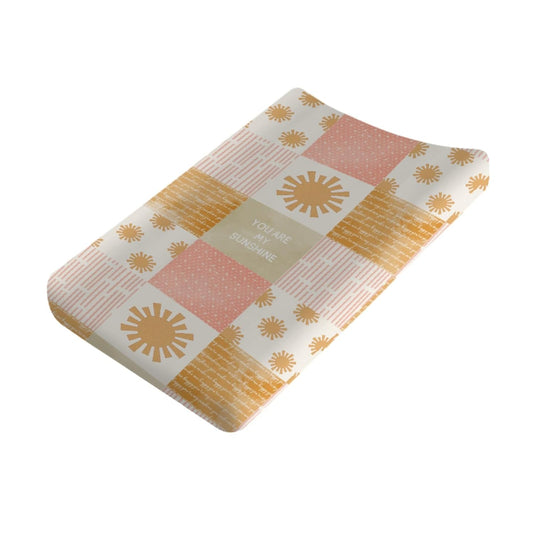 Colorful Boho Sun Changing Pad Covers Cute Sunshine Stripes Diaper Change Pad Sheets for Girls Boys Letters Quote Soft Breathable Stretchy Snug Fitted Changing Mat Cover 32''x16''