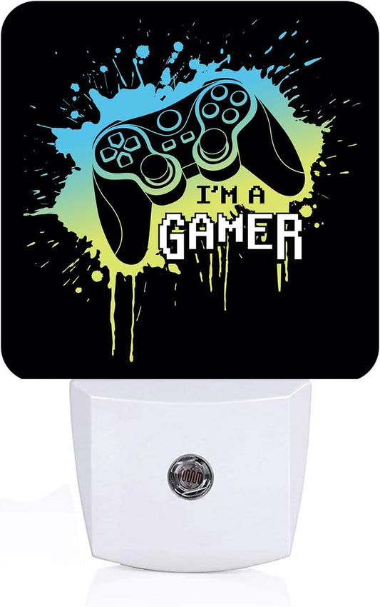 I'm A Gamer Night Light,Plug Into Wall with Dusk to Dawn Light Sensors, Warm Nightlights for Bedroom, Bathroom, Hallway, Kitchen, Gifts Ideal for Boys Girls Women Men