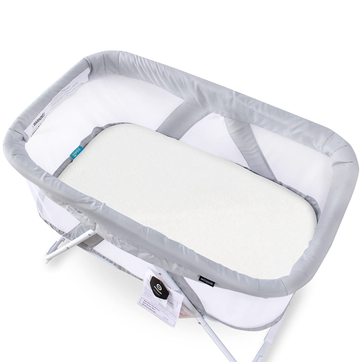 100% Cotton Bassinet Sheets Compatible with YADAQE, Larex, Li'l Pengyu, BCOL, Miclassic, Milliard, TCBunny and Evolur Stellar Bedside Bassinet, 2 Pack, Ultra Soft Bassinet Sheet for Baby, White