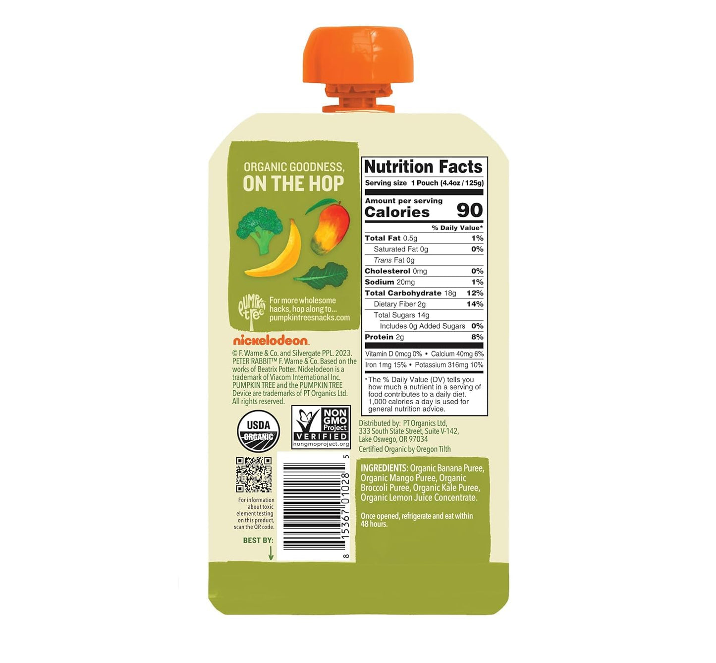 Peter Rabbit Organics Fruit & Vegetable Variety Pack - Squeezable Snack Pouches, 4 oz. (Pack of 36)