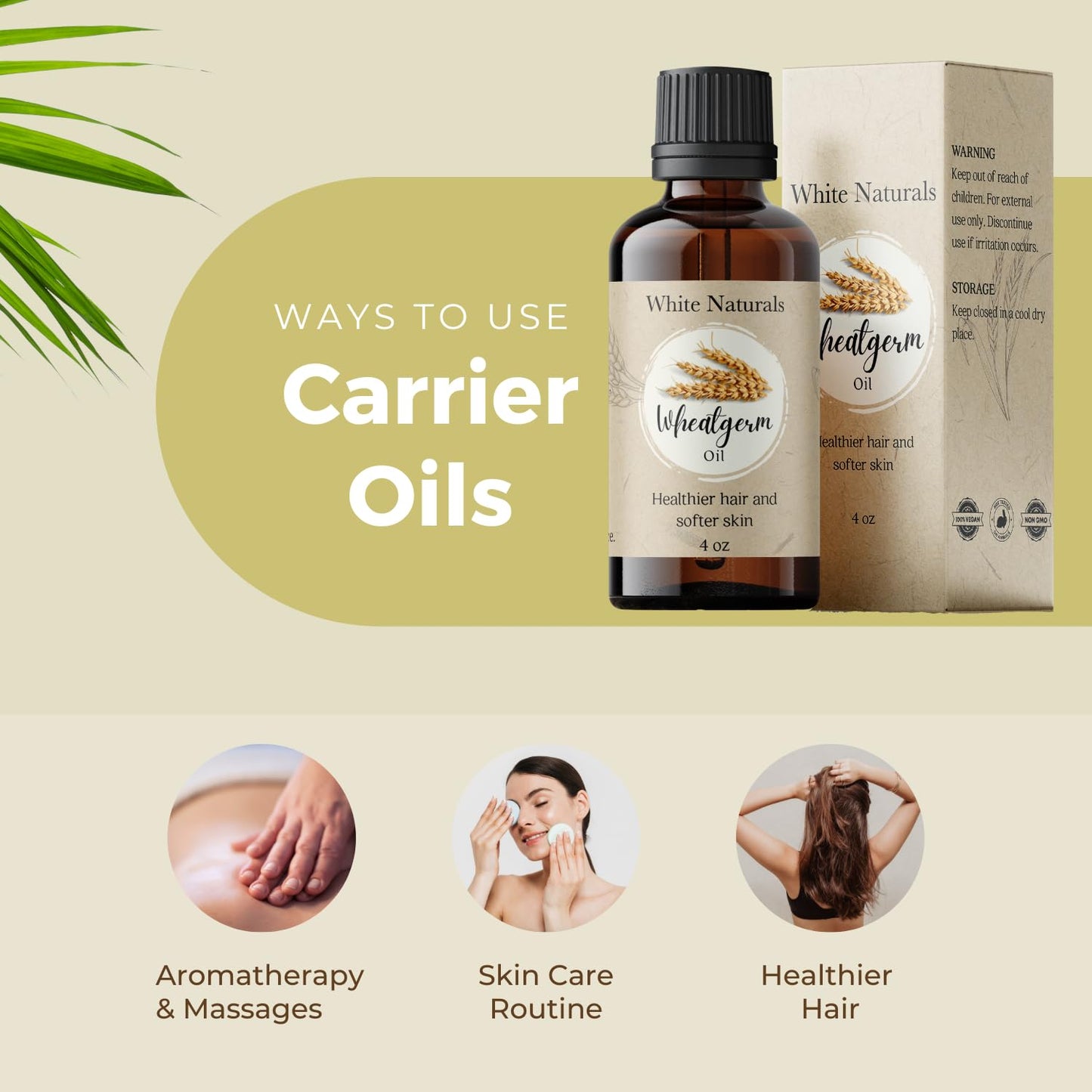 Wheatgerm Carrier Oil, Cold-pressed Unrefined, Organic 100% Pure, Wheat Germ, Rich in Vitamin E, For Skin, Hair, Nails & Stretch Marks