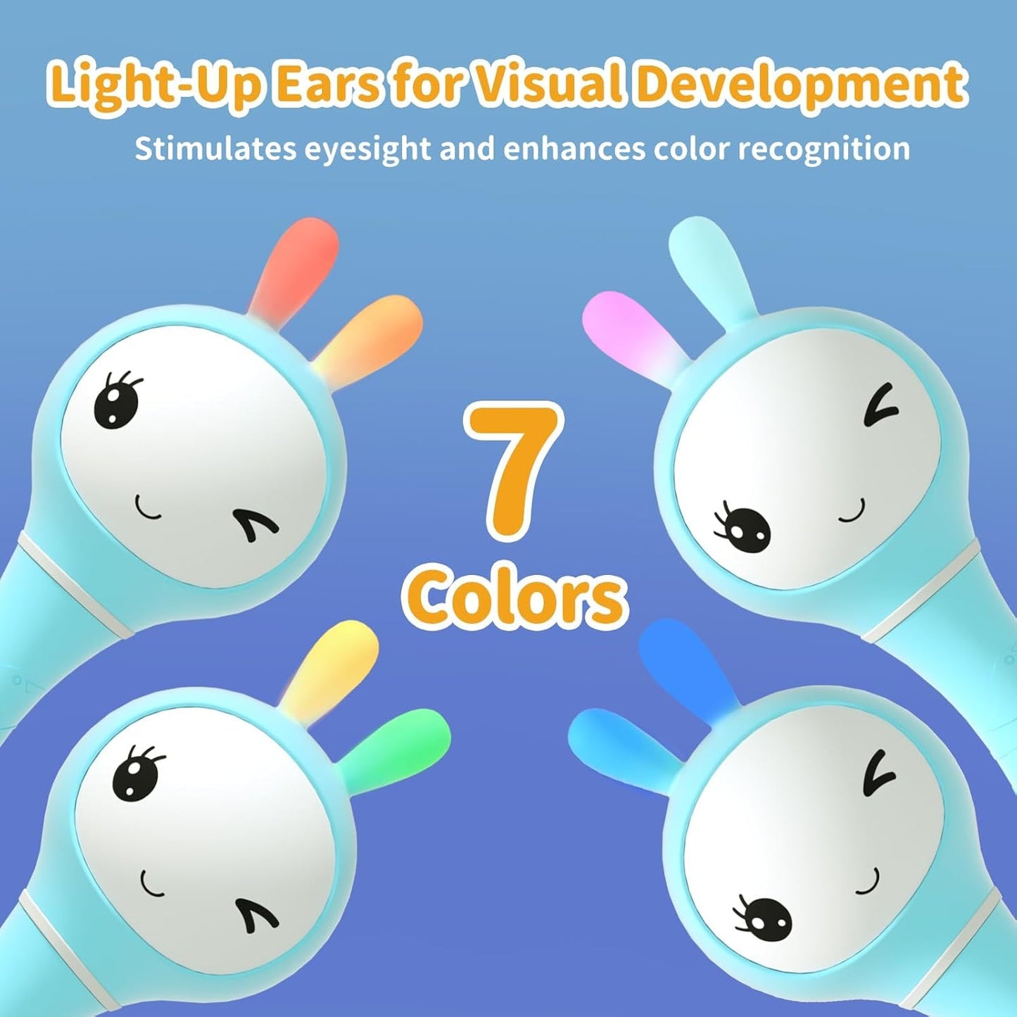 alilo Yoyo Talking Bunny Baby Singing Musical Rattle, Mimicking Toys Repeats What You Say, Preloaded 90+ Audio Content, ABC/Number/Notes Learning Toys for Toddlers Infant Newborn Boy Girl Gifts