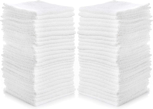 SIMPLI-MAGIC Cotton Washcloths White, 40 Pack, Size: 12”x12”