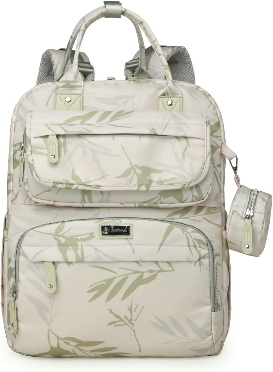 Diaper Bag Backpack for Baby – Large Capacity Waterproof Travel Tote, Multifunction Baby Bag with Changing Pad, Pacifier Holder & Stroller Straps (Elegant Green)