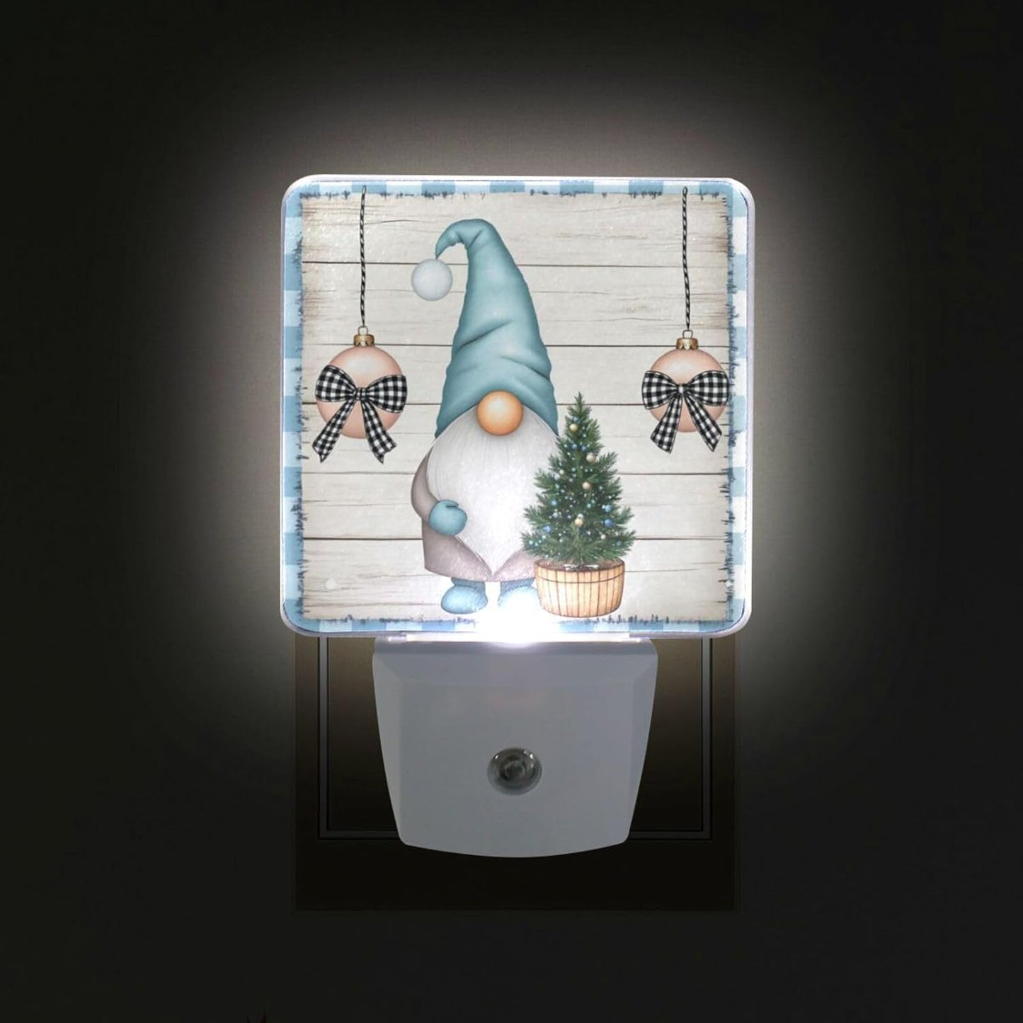 Aslsiy Night Light for Kids Blue Gnomes Snow Christmas (8) Plug in Wall Lamp LED Dusk to Dawn Sensor Energy Saving Nightlight for Boys Girls Men Women