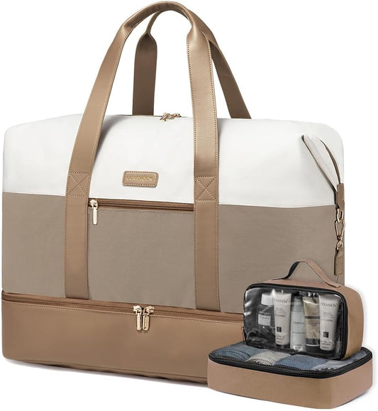 LOVEVOOK Weekender Bag, Large Travel Duffel Bag for Women with 2 Packing Cubes, Carry on Overnight Bag with Shoe Compartment, Mom Hospital Bags for Labor and Delivery