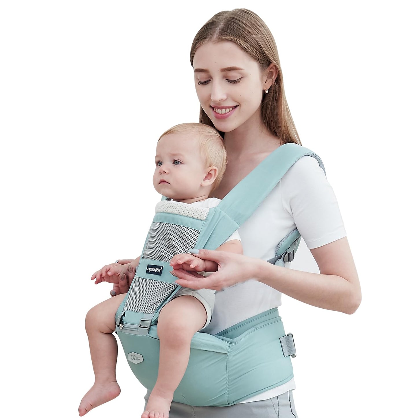 Baby Carrier with Hip Seat, 6-in-1 Baby Newborn to Toddler, Adjustable Baby Hip Seat Carrier for Breastfeeding, All Seasons (wrj-new-8101-green)