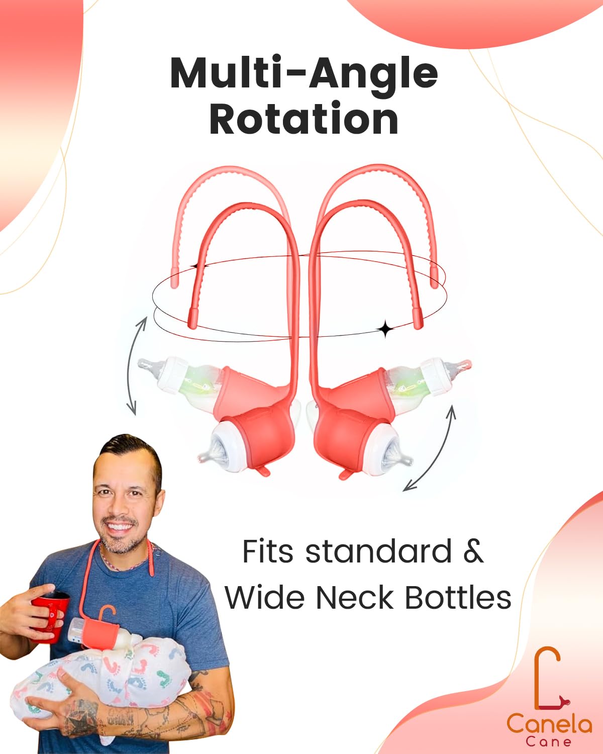 Adjustable Baby Bottle Support – Assist Feeding Tool for Parents, Non-Slip & Ergonomic Design, Fits Standard & Wide-Neck Bottles(Cinnamon)