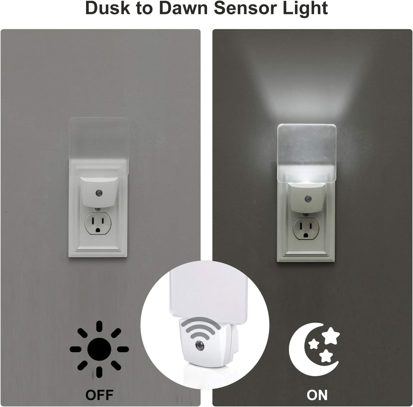 DEWENWILS Plug in LED Night Light with Light Sensor, Dusk to Dawn, Kids Nightlight for Nursery, Bathroom, Hallway, Bedroom, Cool White Light, Flat Clear Design, UL Listed, 4 Pack