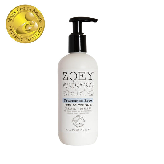 Absolutely Natural Zoey Naturals Fragrance-Free Head to Toe Baby & Toddler Wash – Tear-Free Body Wash and Shampoo with Gentle pH for Sensitive Skin – 9.65 oz