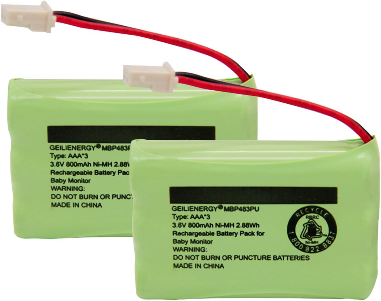 GEILIENERGY 3.6V Battery Compatible with Motorola Baby Monitor MBP33XL,Also Compatiblre with BT188645/BT288645(2 Pack)