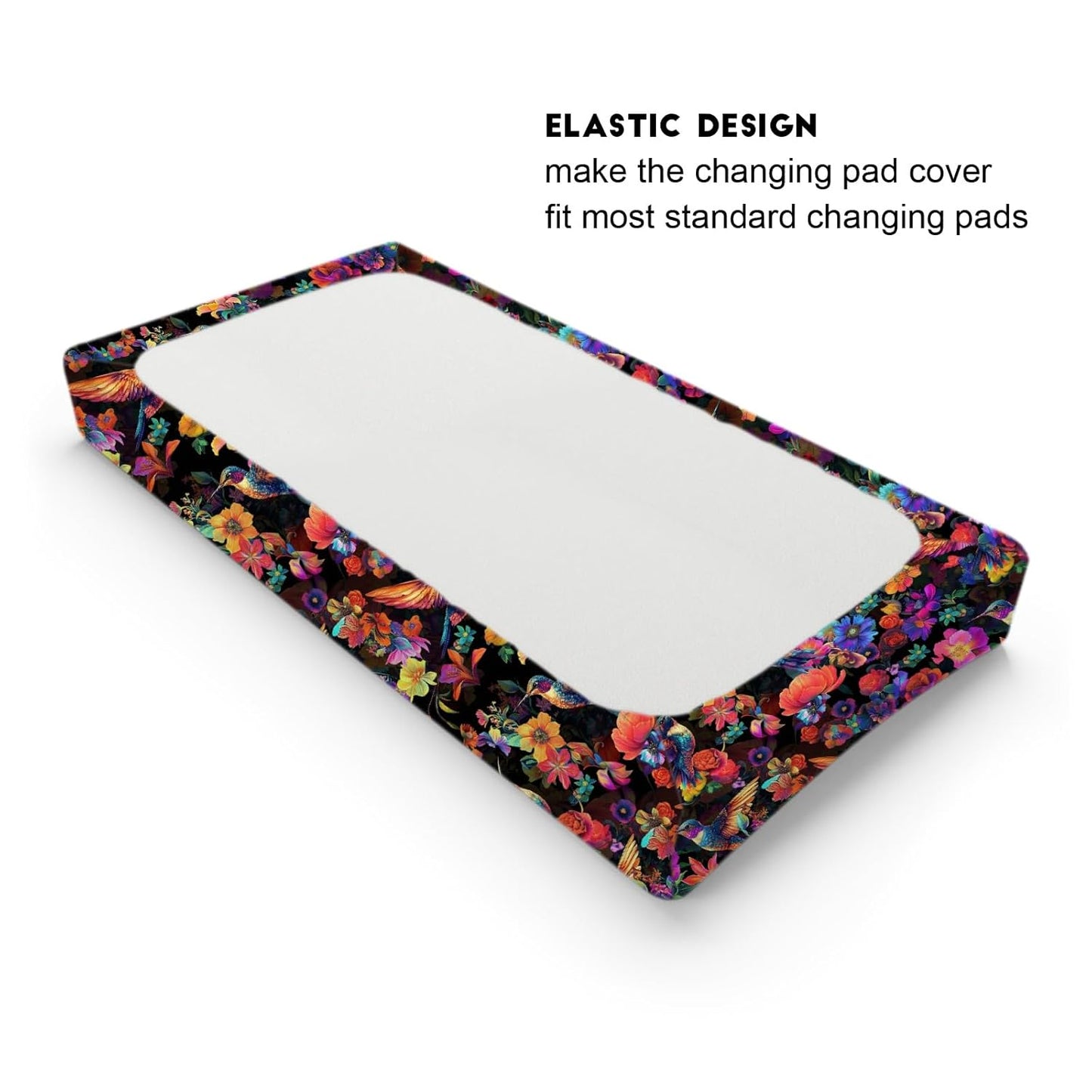 Colorful Hummingbirds Flowers Baby Changing Pad Covers Boy Girl 32''x16'' Spring Birds Blossom Garden Fitted Diaper Change Table Mats Animals Floral Soft Breathable Nursery Cradle & Bassinet Sheets