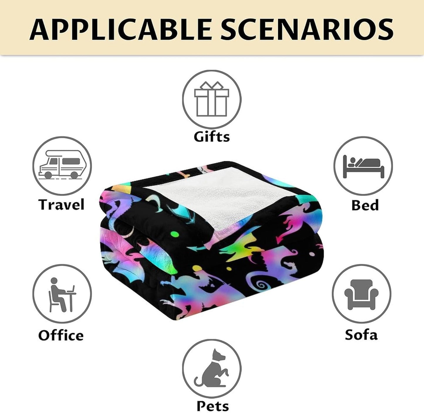 Dragon Blanket Gifts - 40x50 Inches Novelty Throw Blanket for Babies, Kids, Boys & Girls - Black Soft Fuzzy Blankets for Couch, Sofa & Bed
