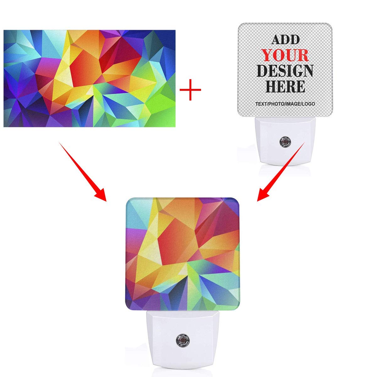 Custom Plug in Night Lights, Personalized Your Own Photo on LED Lamps, Auto Sensor Warm Sweet Nightlights for Bathroom/Toilet/Bedroom/Nursery (1Pcs)