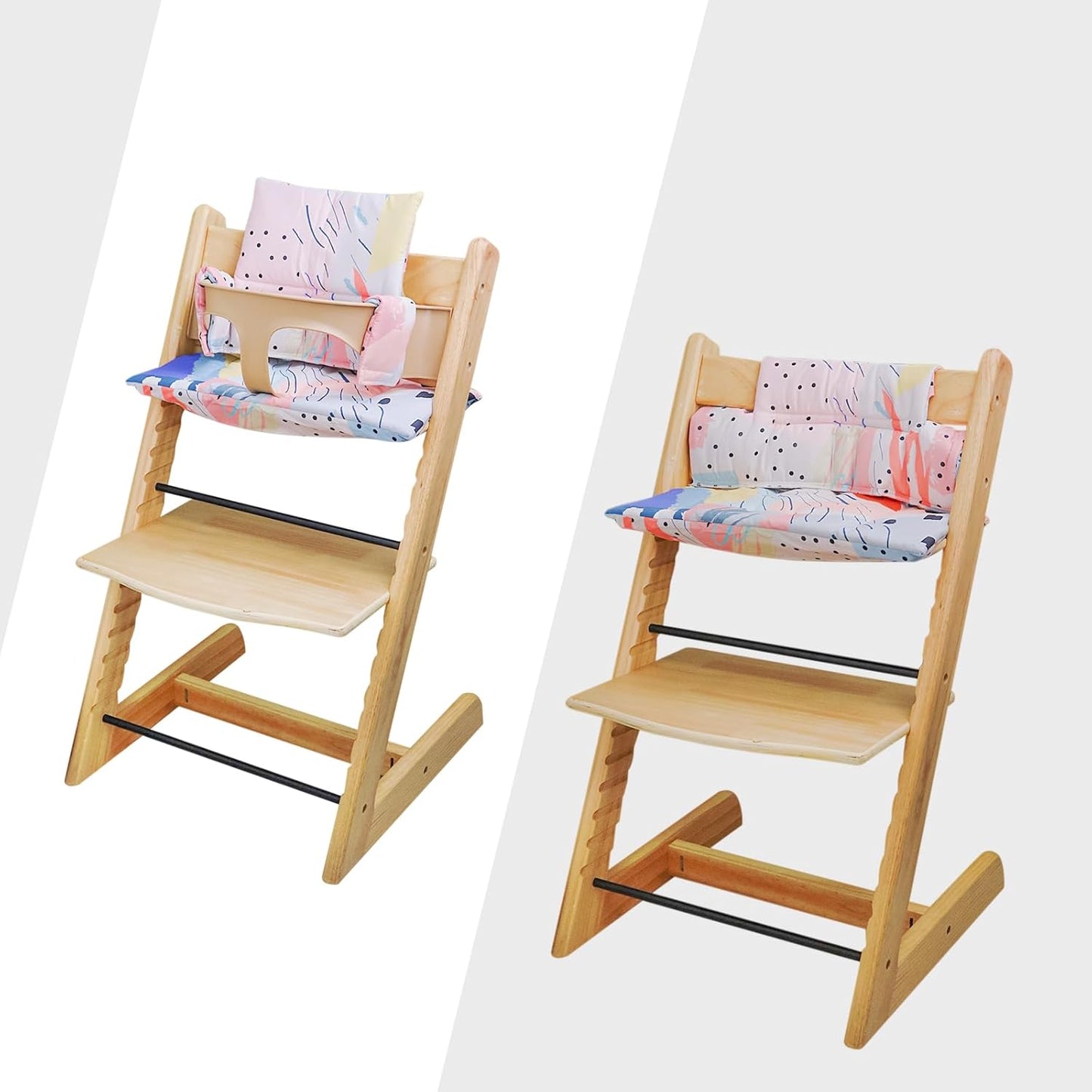 High Chair Cushion, Soft and Comfortable for Tripp Trapp High Chair Cushion, with Two High Chair Placemat, for Tripp Trapp Cushion Set Makes It More Comfortable for Baby (Colorful Patterns)
