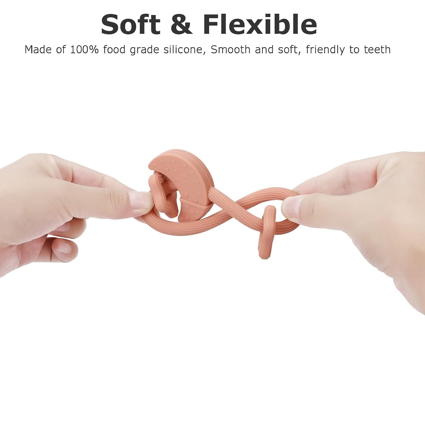 Silicone Baby Teething Toy, Silicone Baby Teether for Babies 3 Months+, BPA Free, Boys Girls Shower, Birthday, Christmas Gifts(Lilac)