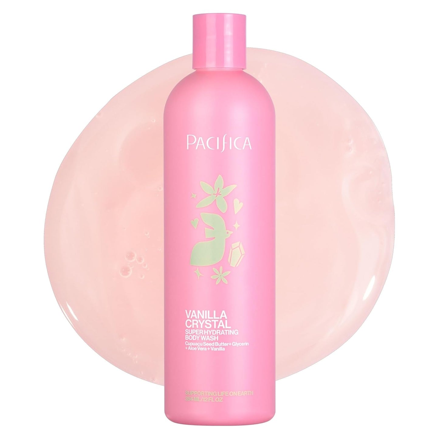 Pacifica Body Wash - Vanilla Crystal Super Hydrating Body Wash - Bath & Shower Gel - Clean Beauty, Vegan & Cruelty-Free Dermatologist Tested