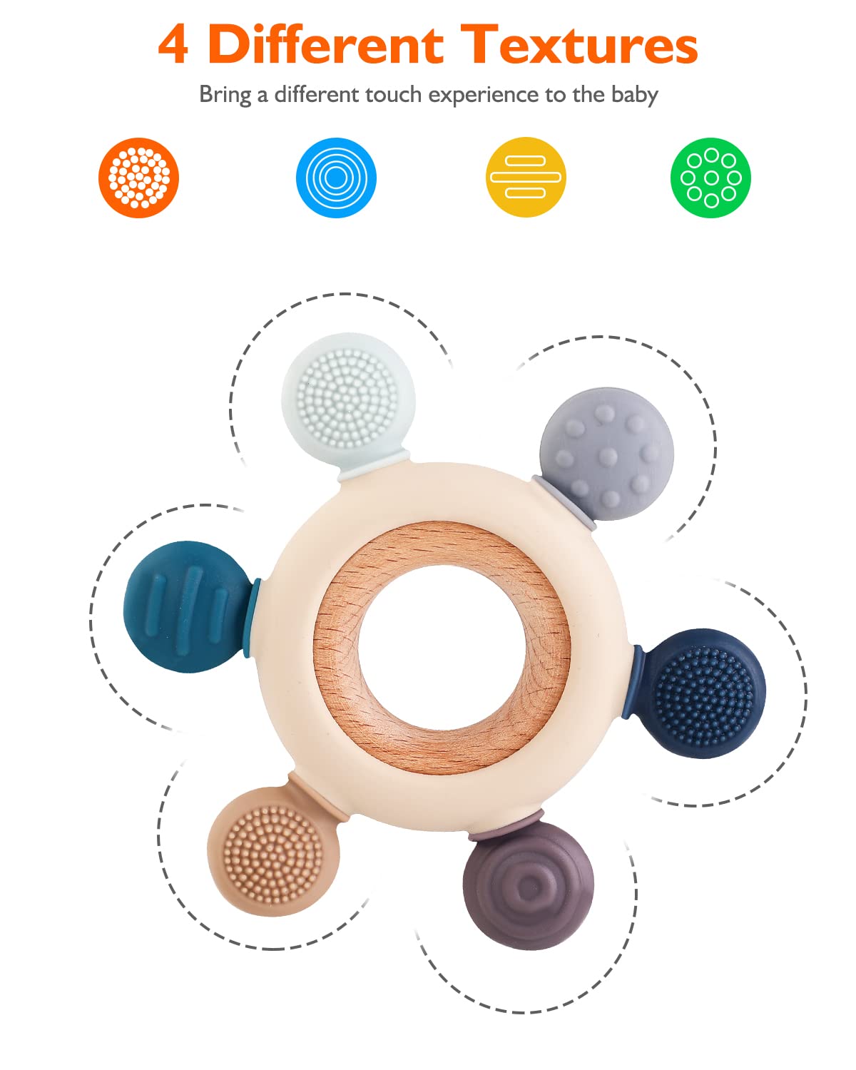 akolik Baby Teething Toys, Teething Relief Toy, BPA Free Baby Chew Toys Infant Toys Newborn Accessories, Teethers for Babies 0-3-6-9-12 Months Old Boys Girls