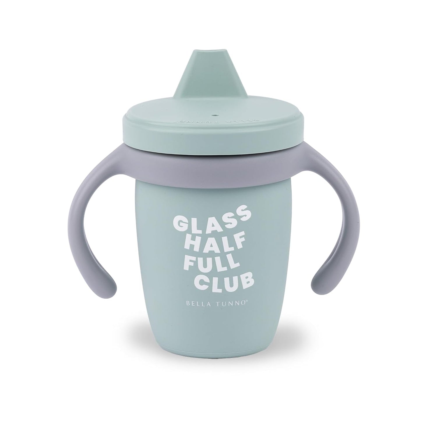 Bella Tunno Sippy Cup, Silicone Training Cup with Transition Handles for Infants, Toddlers & Kids, Babies 6-12 Months & Toddlers 1-3 Years, Boys & Girls, Glass Half Full Club, 8 oz
