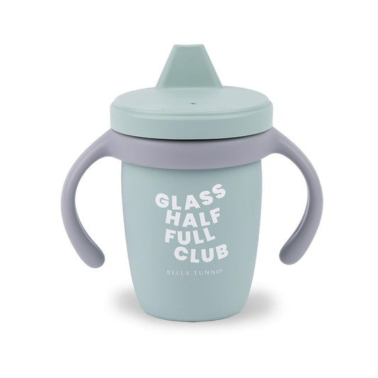 Bella Tunno Sippy Cup, Silicone Training Cup with Transition Handles for Infants, Toddlers & Kids, Babies 6-12 Months & Toddlers 1-3 Years, Boys & Girls, Glass Half Full Club, 8 oz