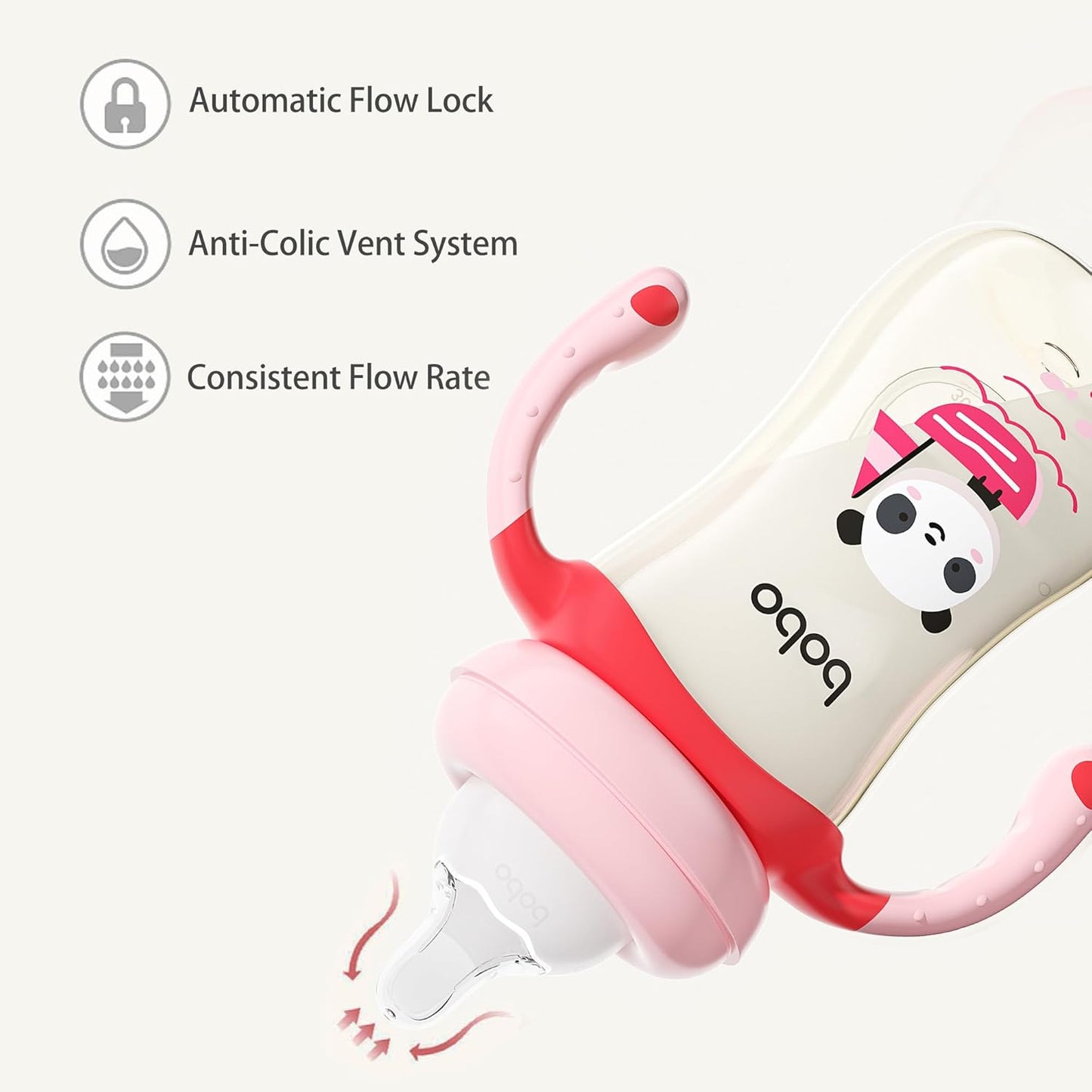 YOHKOH Natural PPSU Baby Bottle with Natural Response Nipple, Newborn Anti-Colic Baby Bottles with Handle, Wide Neck Mushroom Cap Baby Bottle (8.8oz (Pack of 2), Multicolour)