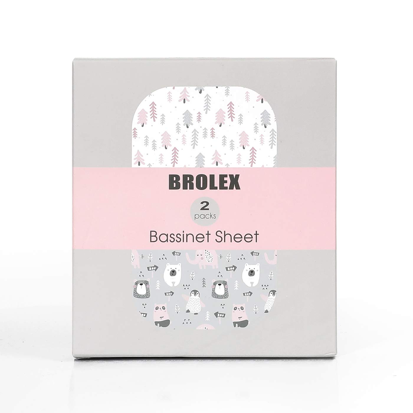 Stretch Fitted Bassinet Sheet Set BROLEX 2 Pack Cradle Sheets for Bassinet Pad/Mattress,Unisex Boys Girls,Ultra Soft,Jungle Animals