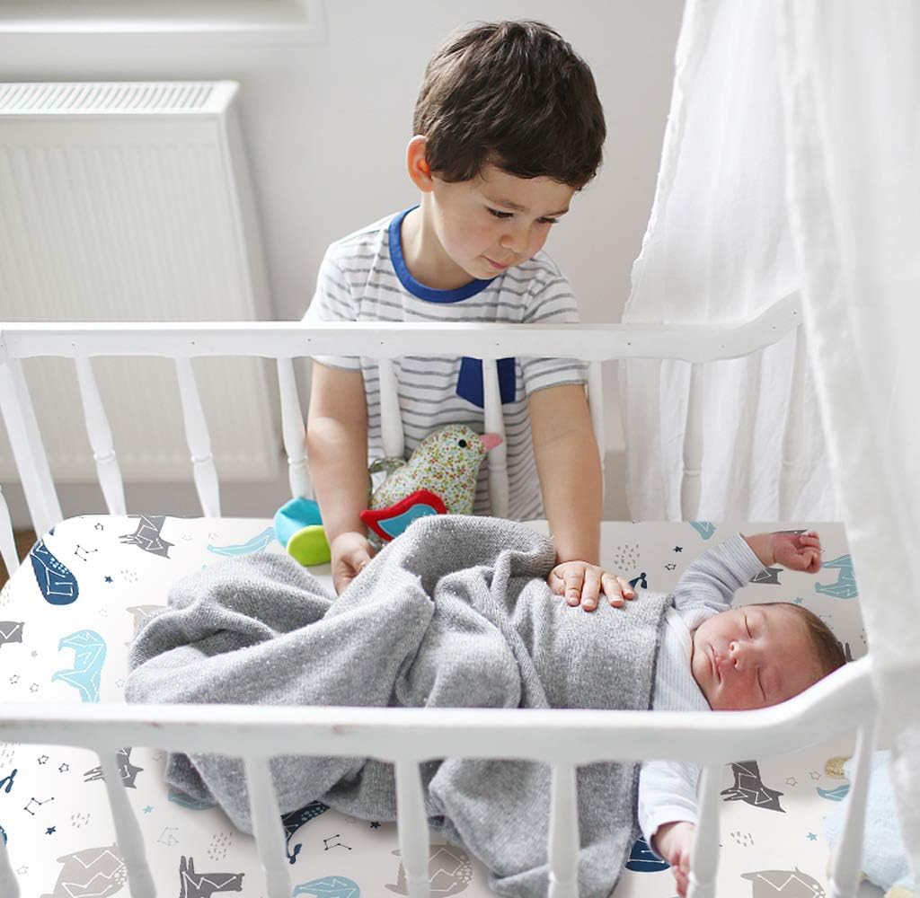 BROLEX Baby Fitted Crib Sheets: Kid Crib Sheets - Set of 2 for Toddler Standard Size Crib Mattress for Boys and Girls - Jersey Knit Crib Bed Sheets Space Planet