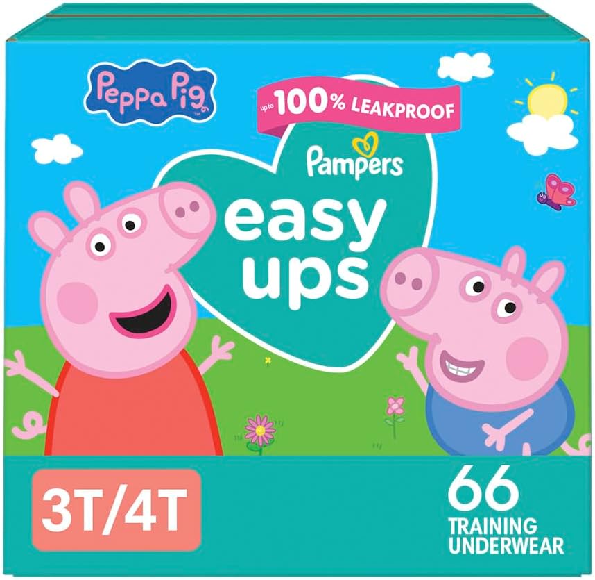 Pampers Training Pants - Easy Ups Girls & Boys - Size 3T-4T, 66 Count, Peppa Pig Potty Underwear (Packaging May Vary)