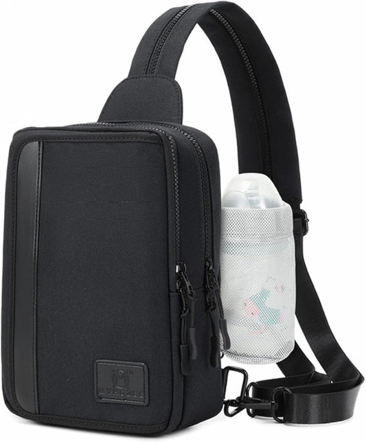 MYHOZEE Sling Bag Crossbody Backpack Purse - 2 in 1 Nylon Cross Body Bag Diaper with Wipes Pouch, Water Bottle Pocket