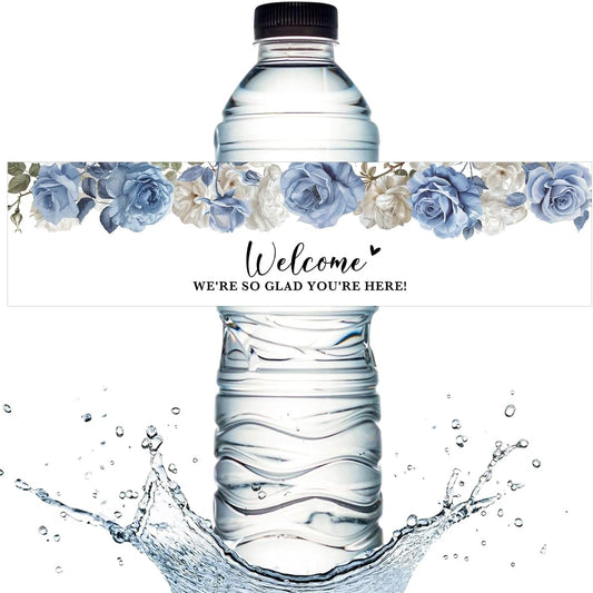 100PCS Wedding Water Bottle Labels Waterproof Greenery Floral Wraps Sticker for Water Bottle Baby Shower Bottle Label for Bridal Shower Party Welcome A06